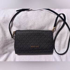 Michael Kors Black Medium Logo Convertible Crossbody Bag EUC
